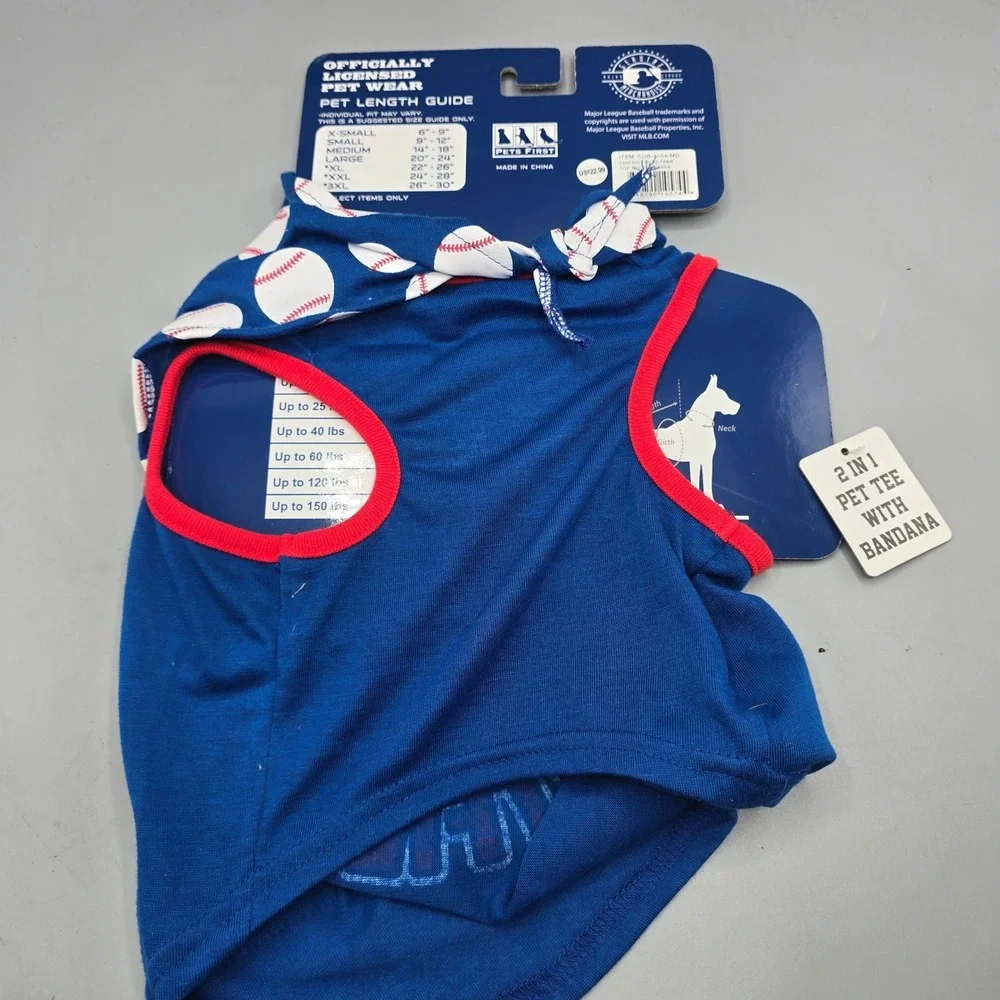 Pets First Chicago Cubs MLB Pet Tee and Bandana Set Blue Medium CUB-4104-MD